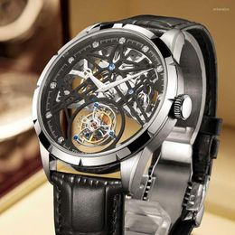 Wristwatches Fashion Real Tourbillon Watch Men Luxury Skeleton Watches For Wristwatch Male Clock 2023 Gifts Relogio MasculinoWristwatches Wi