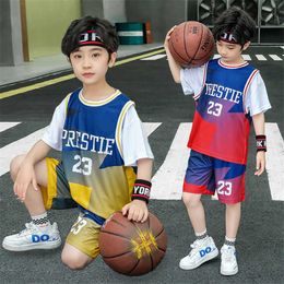 Clothing Sets Boys Summer Clothing Sets Short Sleeve Sport Suits Casual ONeck Letters Print QuickDrying Basketball Jersey Teenager Clothes W230210