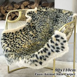 Carpet Leopard Print Rug Faux Cowhide Skin Animal Printed Furry Area for Living Room Decor 90x110cm 230209