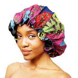 2023 New Hair Accessories African printed large lace double-layer satin nightcap headband cap hair cap