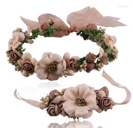 Decorative Flowers Simulation Flower Headband Bracelet Parent-child Suit Wedding Fashion Headdress European And American Bridesmaid Holiday