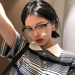 Sunglasses Korean Retro Literary Glasses Frame Girl Ins No Makeup Plain Men Light Eyewear Cute Decorative Computer