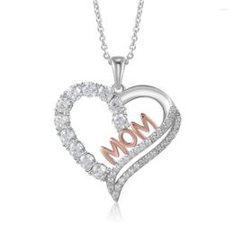 Pendant Necklaces Mother's Necklace Crystal Heart With Letter Mom Cubic Zirconia Mum Day Gift NJ39FDJH-3C