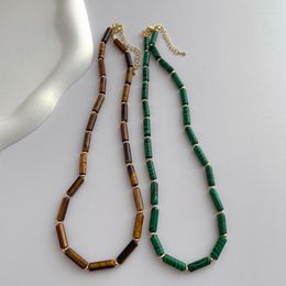 Choker Minar Ethnic Natural Stone Green Turquoise Beaded Necklace For Women Geometric Clavicle Chain Necklaces Collares Jewelry