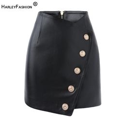 Skirts Y2K Style Autumn Design Sexy Women Short Length Black PU Leather Pencil Mini Skirt Wholesale Price 230209