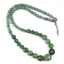 Chains Faceted Aventurine Jasper Dark Wholesale Price 6-14mm Green Gemstone Beads Necklace Making For Women Female 18inch H98