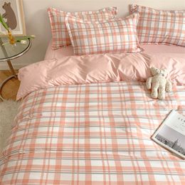 Bedding sets Nordic Duvet Cover and Bedsheet 220x240 Quilt Cover Fashion 150x200 Duvet Cover Fashion Luxury Bedding Set Soft Plaid Bed Linen 230210