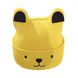 Berets Baby Knitted Cap Fashion Autumn Winter Cartoon Puppy Pattern Set Head Hat Leisure Solid Colour Keep Warm Wool Caps TG0089