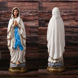 Decorative Objects Figurines Our Lady of Lourdes Blessed Virgin Mother Mary Catholic Religious Gift Coloured Resin Figurine Statue 230210