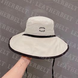 Summer Bucket Hat Outdoor Wide Brim Hats Letter Print Travel Fisherman Cap Women Men Lace Up Hats Sunscreen Hat