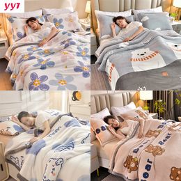 Blanket YanYangTian Winter Warm Plaid Comfortable Cartoon Bed Cover Solid Color Office Multifunction Travel 230209