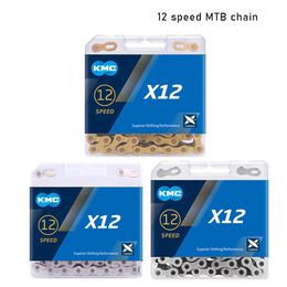 KMC X12 12 Speed MTB Road Bicycle Silver Black Gold Original 126Links 12V Chains for Shimano Bikes Part 0210
