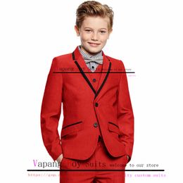 Clothing Sets Red Boys Suit Fashion Blazer Pants Vest Bow Tie 4 Piece Set Kids Blazer Wedding Tuxedo Party Formal Outfit W230210