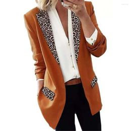 Women's Suits Chic Fashion Women Leopard Notch Lapel Casual Office Suit Coat Lady Blazer Anti-fade Fine Sewing Crafts