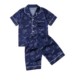 Kleidung Sets Kinder Pyjamas Set Nachtwäsche Cartoon Jungen Anzug Kleinkind Baby Sommer Kurzarm Mädchen Eis Seide T-shirt Zwei Sets Hause tragen W230210