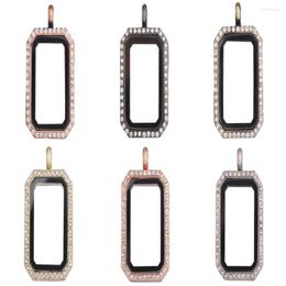 Pendant Necklaces 10PCS/LOT 30mm Rectangle Magnet Data Plate Floating Locket With Rhinestones Lockets Charms Free 50-55cm Chain