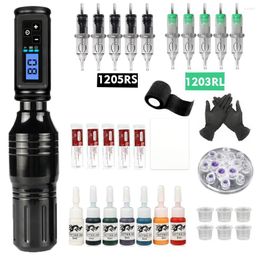 Tattoo Guns Kits Machine Kit Complete Rotary Pen RCA Jack With Mini Wireless Power Battery Permanent Makeup Ink Set