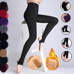 Women's Leggings 80s Skirts For Women Thick Step Brushed Tights Lined Pants Fleece Fashion Warm Full Soft Womens