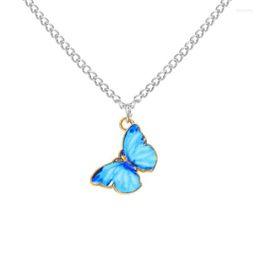 Pendant Necklaces 2023 Korean Blue Gradient Butterfly Necklace For Women Girls Choker Jewellery Gift