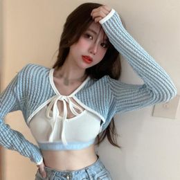 Women's T Shirts Tshirts For Women Y2k Deep V SlimSexy Neck Long Sleeve Crop Top 90s Vintage Hollow Out Lace Up Thin Ladies Tops Summer