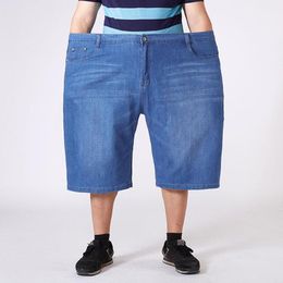 Men's Jeans Plus Size 9XL 10XL 11XL Large Loose Denim Shorts Summer High Waist Elastic 52 54 56 Blue BlackMen's
