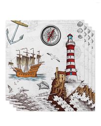 Table Napkin Ancient Lighthouse Sailing Ship Napkins Handkerchief Wedding Banquet Cloth For Dinner Party Decoration