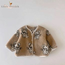 Coat Baby Girl Boy Rabbit Fleece Jacket Easter Winter Toddler Child Warm Long Sleeve Lambswool Cardigan Clothes 12M 5Y 230209