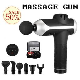 LCD Display Profession Percussive Deep Tissue Massage Gun Slimming Shaping Pain Relief With 6 Heads 0209
