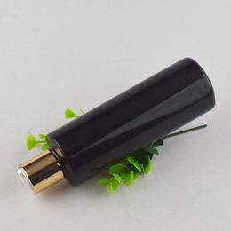 30pcs 250ml perfume bottle Black Liquid Soap Cosmetic Bottle Plastic Containers With Gold Aluminium Disc Cap Lotion Bottle