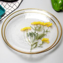 Plates Cool Summer Hammer Mesh Glass Fruit Daisy Plate Salad Bowl Hand-painted Tableware Dinner Set And Dishes