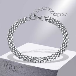 Link Chain Vnox Stylish Mesh Chain Bracelets for Men Never Fade Stainless Steel 6MM Wide Link Wristband Gift Jewellery G230208