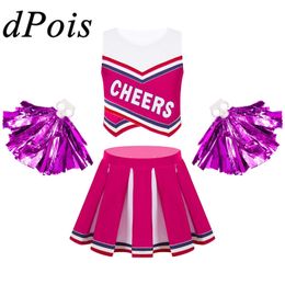 Cheerleading Teens Dancewear Kids Girls Sleeveless Cheer Dance Outfit Set for Cheerleading Uniform Cosplay Cheerleader Costume Teamwear 230210