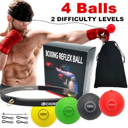 Punching Balls 4 Boxing Reflex Ball Set 2 Difficulty Level with Silicone Headband for MMA Punching Speed Fight Skill Ball Reaction Agility 230210