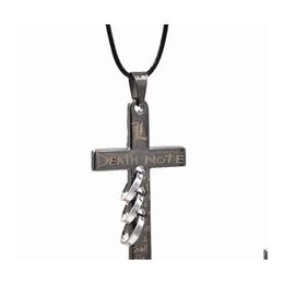 Pendant Necklaces Death Note Black Metal Necklace Cross Logo Cosplay Accessories Jewelry Drop Delivery Pendants Dhwlv