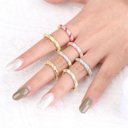 Cluster Rings Colourful Exquisite Twist Gold Plated Zircon Ring For Women Eternity Band Korean Fashion