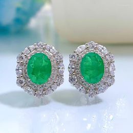 Stud Earrings S925 Silver Imitation Emerald 7 9 Palaiba For Female Euramerican Ins