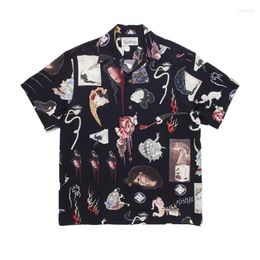 Men's Casual Shirts 2023 Spring Summer WACKO MARIA Shirt Men Women 1:1 Quality T-Shirt Hawaiian Full Print Short Top Tees