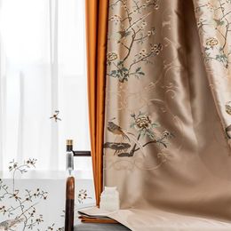 Curtain Embroidery Curtains For Living Room Dining Bedroom Canary Chinese High-end Embroidered Flower Bird Study Villa Windows