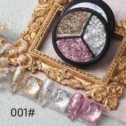 Nail Gel 3 Colours Solid Polish Laser Aurora Mirror Glitter Powder Nails UV Chrome Pigment Art