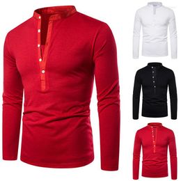 Men's Polos 2023 Autumn Long-sleeve Polo Shirt Blouse High Quality Tee Men Brands Plus Silm Solid Colour Casual Collar Male Tops