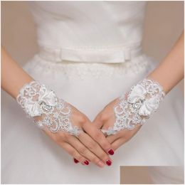 Bridal Gloves White Short Wedding Fingerless For Bride Lace Accessories Drop Delivery Party Events Dherj