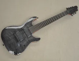 Black 7 Strings Electric Guitar with Black Hardware Strings-thru-body can be Customised