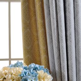Curtain American Light Luxury Geometric Dark Flower Printing Blackout Curtains For Living Room And Bedroom Finished Products