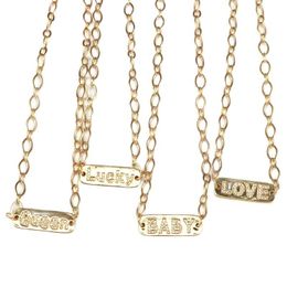 Chains 5Pcs Gold Geometric Bar Pendant Simple Engraved Cz Love Lucky Letter Charm Necklace For Lover GiftChains