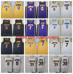 Men Basketball Dwight Howard Jersey 39 Russell Westbrook 0 Carmelo Anthony 7 Team Colour Black Yellow White Purple Away Breathabl