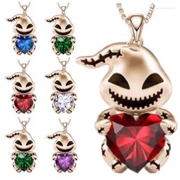 Pendant Necklaces Fashion Women's Love Crystal Skull Emo Head Necklace Charm Cartoon Ghost Heart Cut Jewelry Valentines Day Items