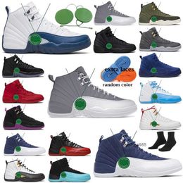 2023 игра вишневого гриппа Jumpman 12 12S Shoes Mens Class 2003 г. Французский синий плей -офф темно -серой конкорд гипер -королевский такси в тренажерный зал красная шерсть UNC UNC