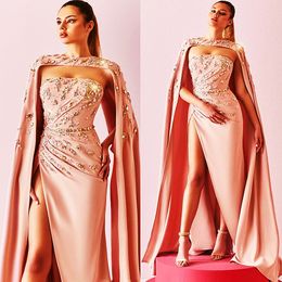 2023 Arabic Aso Ebi Sheath Crystals Prom Dresses Two Pieces Beaded Evening Formal Party Second Reception Birthday Engagement Gowns Dress ZJ875