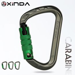 Cords Slings and Webbing Xinda outdoor D-shape rock climbing carabiner aluminum mountaineering Screw Auto safety buckle climbing carabiner 230210