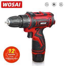 Electric Drill WOSAI 12V Max Electric Screwdriver Cordless Drill Mini Wireless Power Driver DC LithiumIon Battery 38Inch 2Speed 230210
